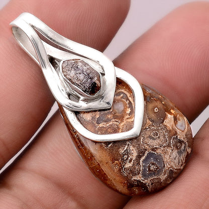 Natural Rock Calcy and Herkimer Diamond Pendant P-1562 SDP155384