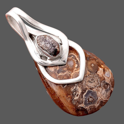 Natural Rock Calcy and Herkimer Diamond Pendant P-1562 SDP155384