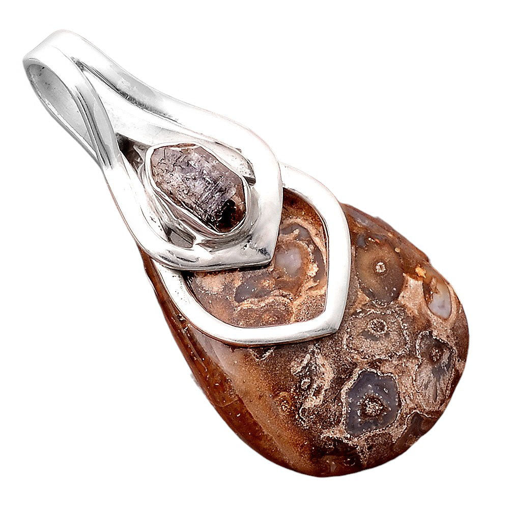 Natural Rock Calcy and Herkimer Diamond Pendant P-1562 SDP155384