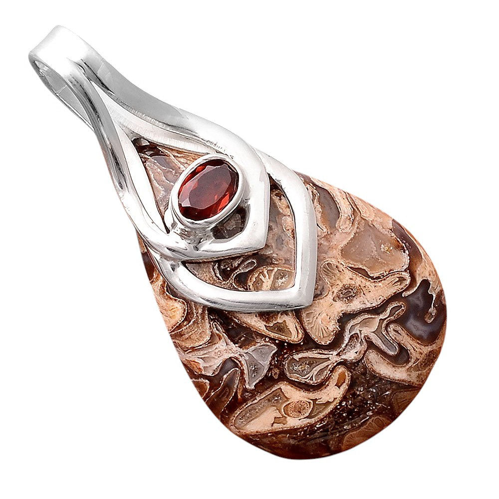 Natural Rock Calcy and Garnet Pendant P-1562 SDP155385