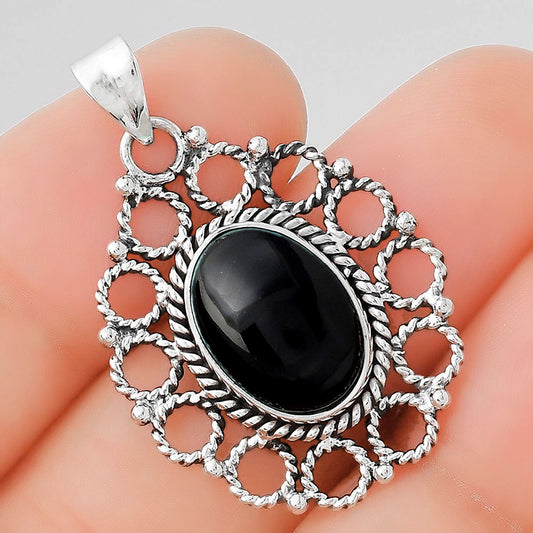 Natural Black Onyx - Brazil Pendant P-1009 SDP155424