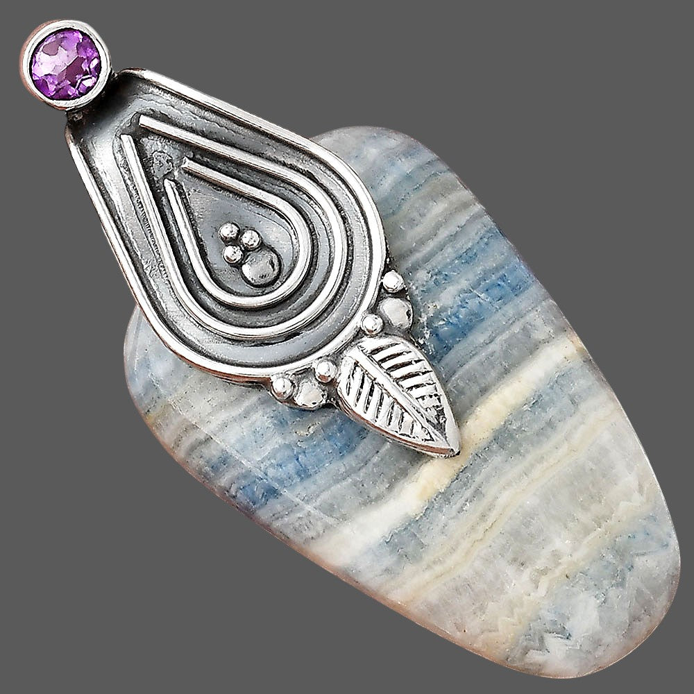 Blue Scheelite - Turkey and Amethyst Pendant P-1584 SDP155477