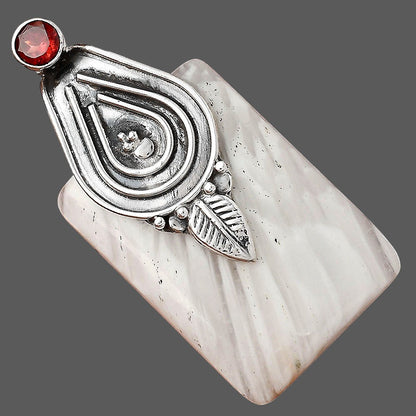 Natural White Scolecite and Garnet Pendant P-1584 SDP155479
