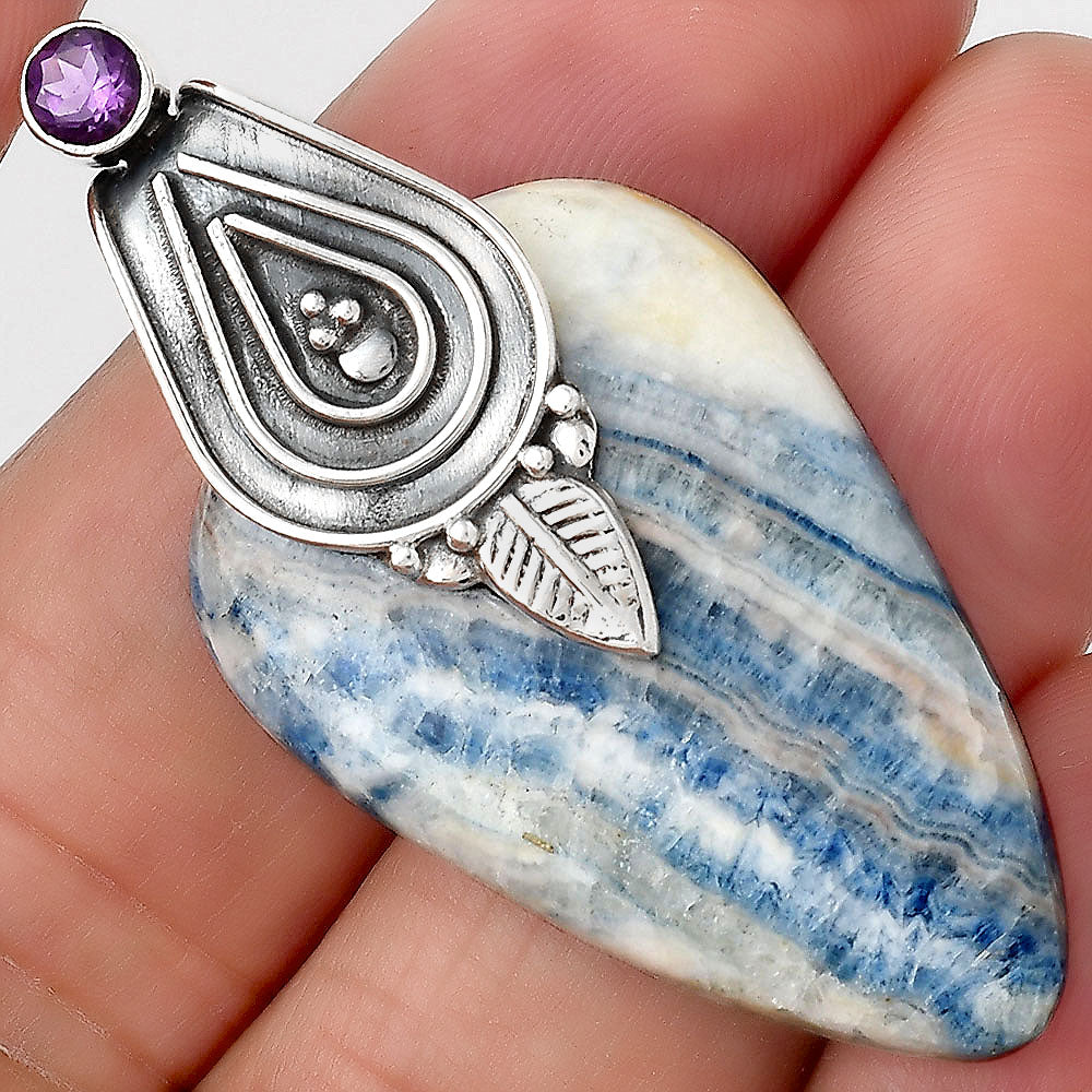 Blue Scheelite - Turkey and Amethyst Pendant P-1584 SDP155481