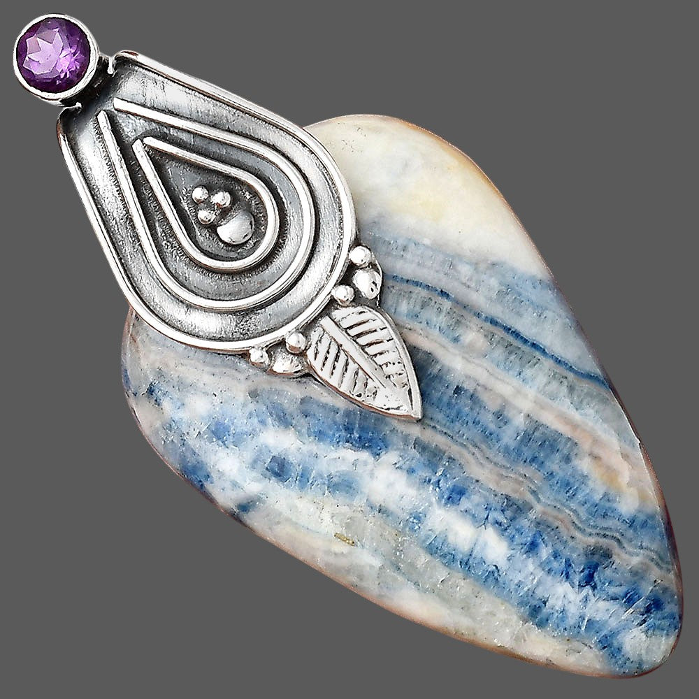 Blue Scheelite - Turkey and Amethyst Pendant P-1584 SDP155481