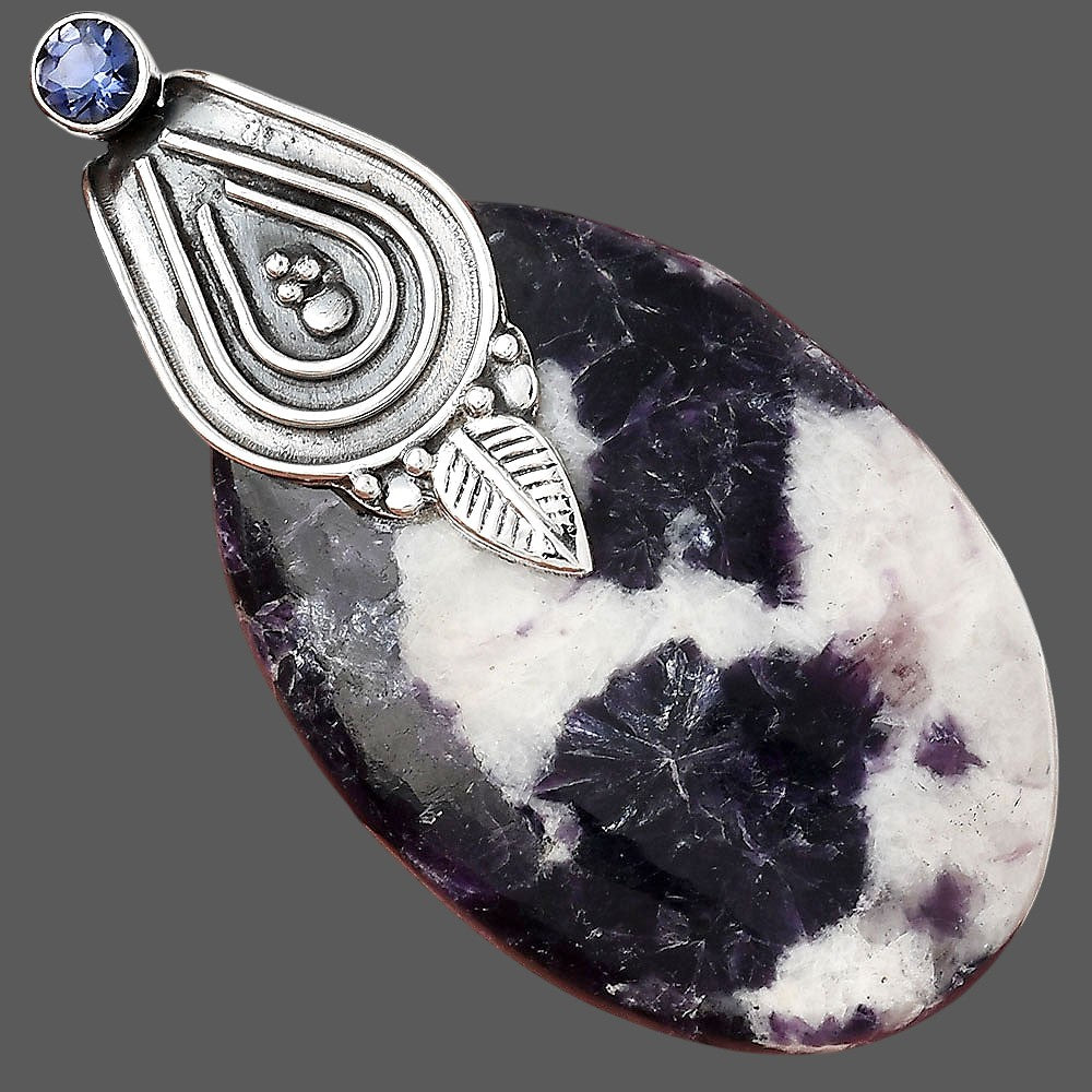 Natural Morado Jasper and Iolite Pendant P-1584 SDP155484