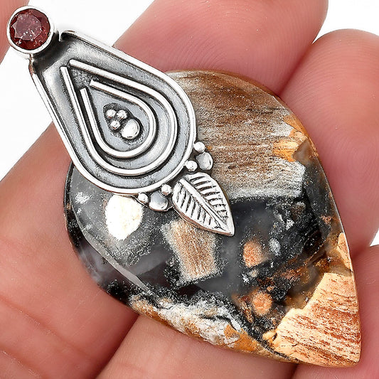 Natural Tabu Jasper and Garnet Pendant P-1584 SDP155486
