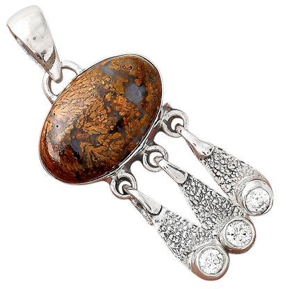 Natural Red Moss Agate and Zircon Pendant P-1468 SDP155488