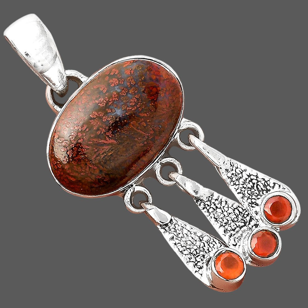 Natural Red Moss Agate and Carnelian Pendant P-1468 SDP155489