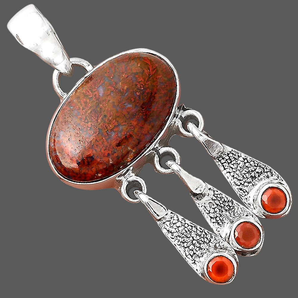 Natural Red Moss Agate and Carnelian Pendant P-1468 SDP155490