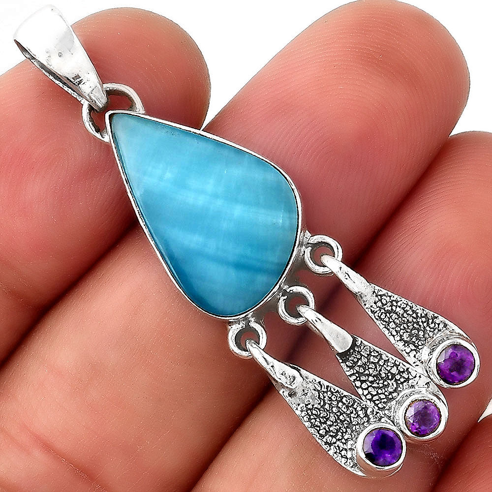 Natural Smithsonite and Amethyst Pendant P-1468 SDP155491