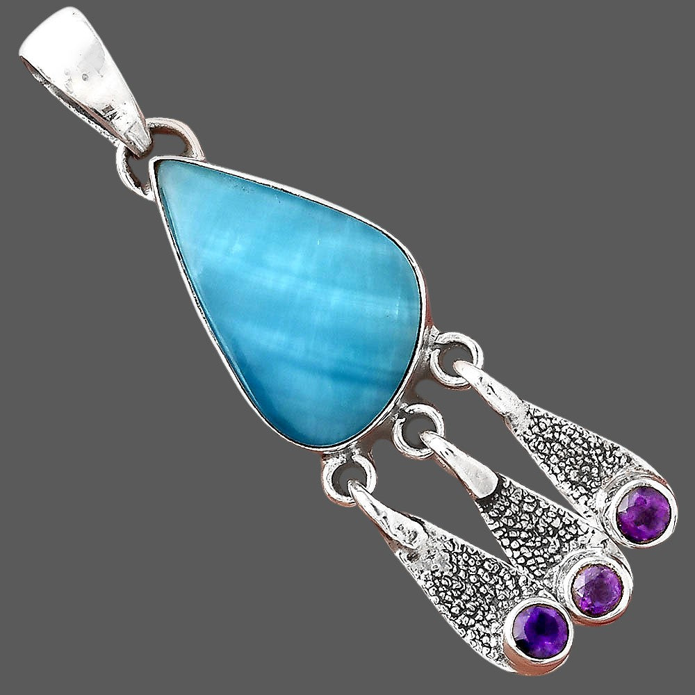 Natural Smithsonite and Amethyst Pendant P-1468 SDP155491