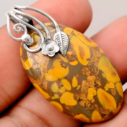 Floral - Natural Bamboo Jasper Pendant P-1581 SDP155507