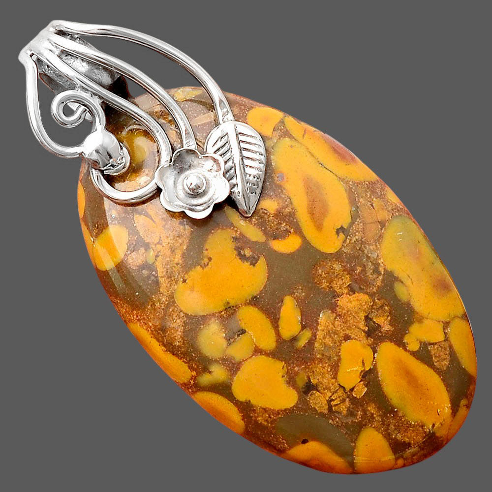 Floral - Natural Bamboo Jasper Pendant P-1581 SDP155507