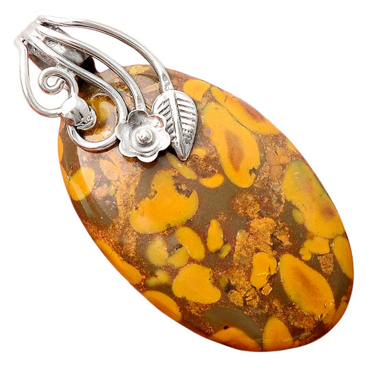 Floral - Natural Bamboo Jasper Pendant P-1581 SDP155507
