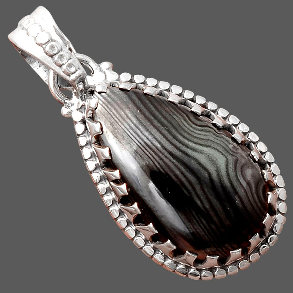 Crown Of Silver Psilomelane - Black Malachite Pendant P-1512 SDP155551
