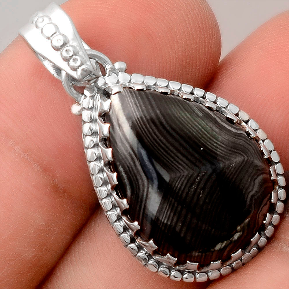 Crown Of Silver Psilomelane - Black Malachite Pendant P-1512 SDP155554