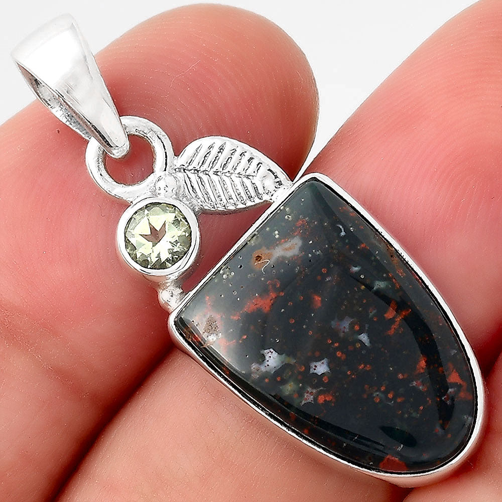 Blood Stone - India and Prasiolite Pendant P-1652 SDP155579