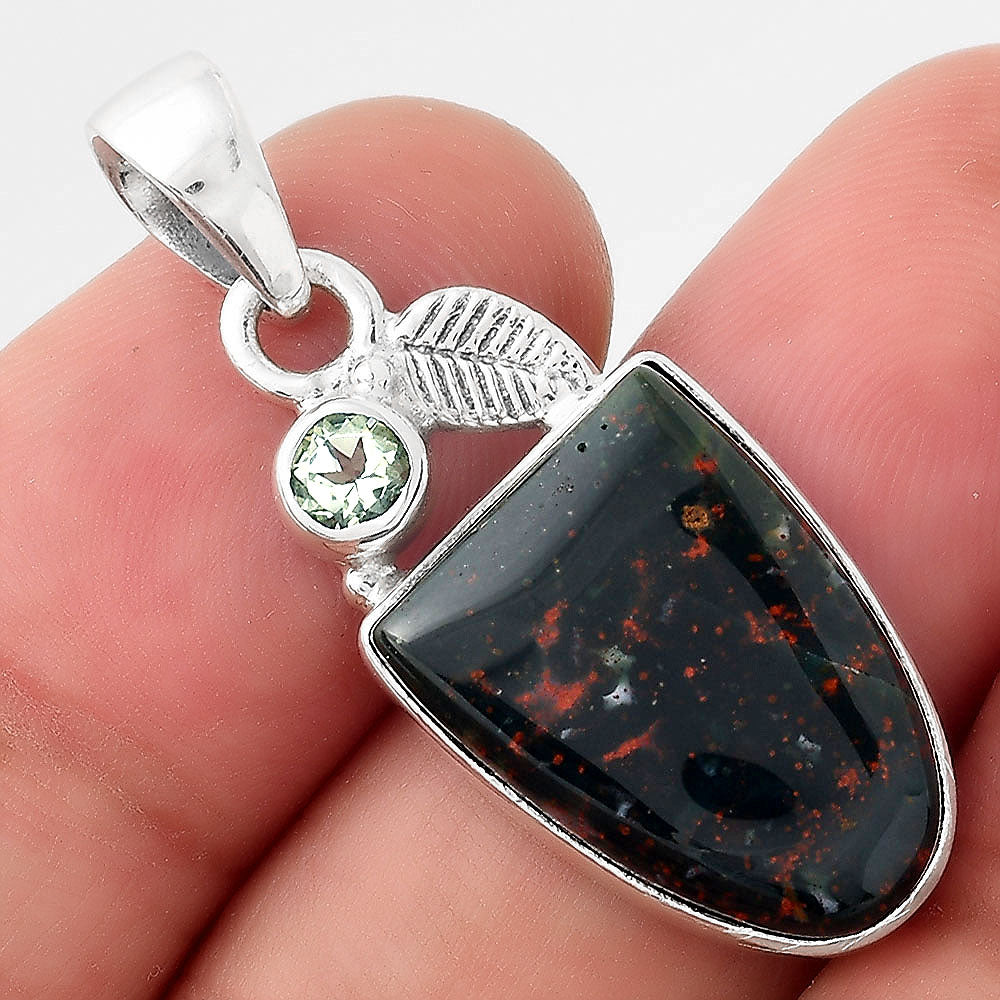 Blood Stone - India and Prasiolite Pendant P-1652 SDP155582