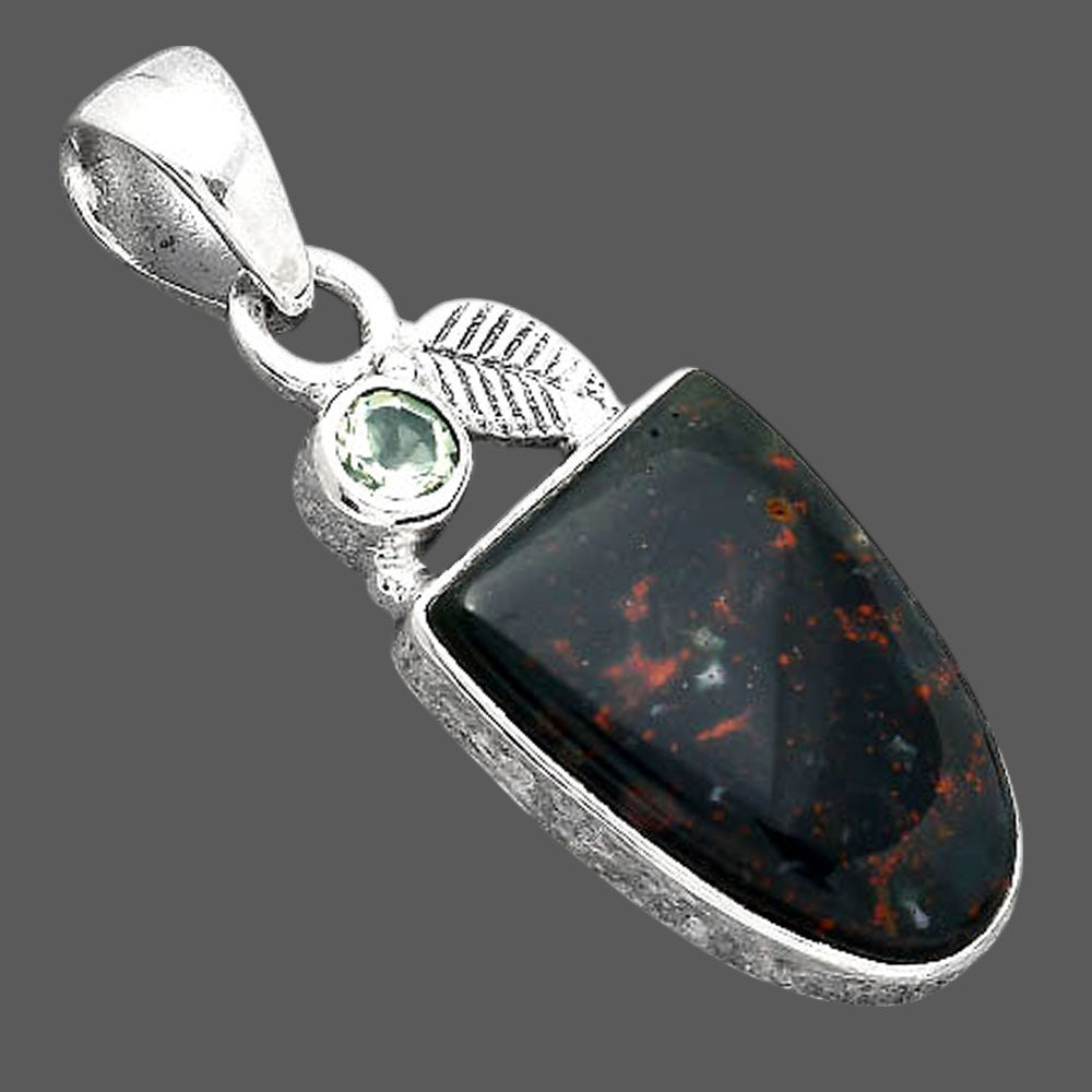 Blood Stone - India and Prasiolite Pendant P-1652 SDP155582