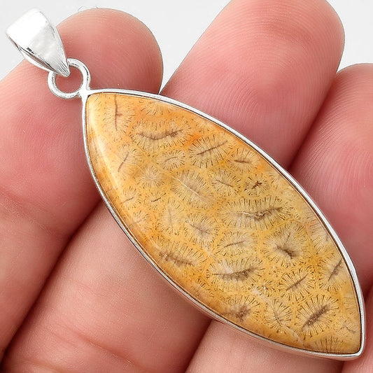 Natural Ant Fossil Coral Pendant P-1001 SDP155600