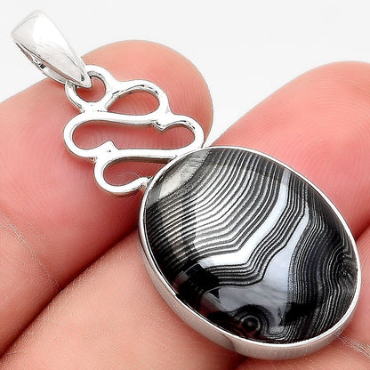 Crown Of Silver Psilomelane - Black Malachite Pendant P-1554 SDP155741