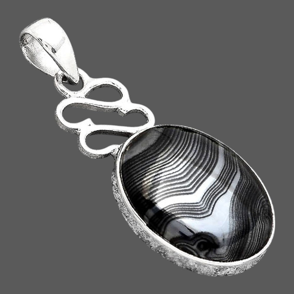 Crown Of Silver Psilomelane - Black Malachite Pendant P-1554 SDP155741