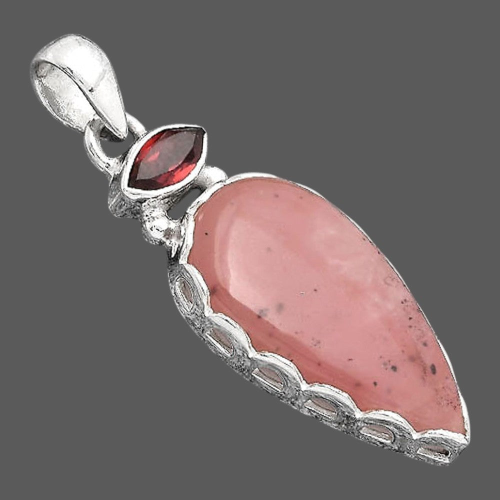 Guava Quartz - Brazil and Garnet Pendant P-1637 SDP155745
