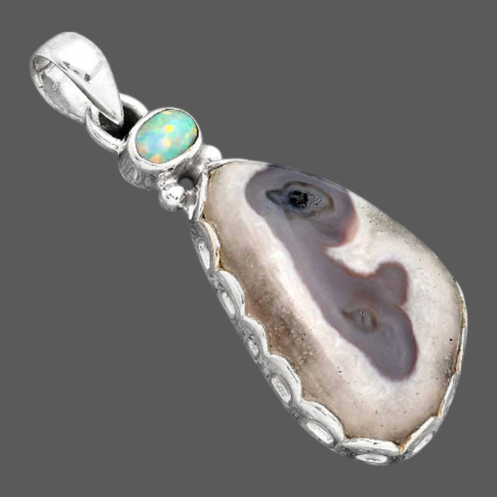 Natural Tube Moss Agate and Fire Opal Pendant P-1637 SDP155747