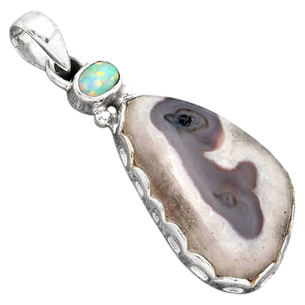 Natural Tube Moss Agate and Fire Opal Pendant P-1637 SDP155747