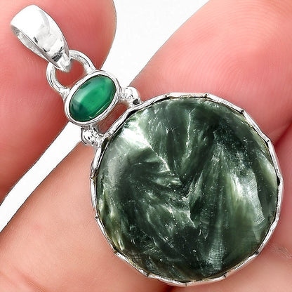 Russian Seraphinite and Green Onyx Pendant P-1637 SDP155749