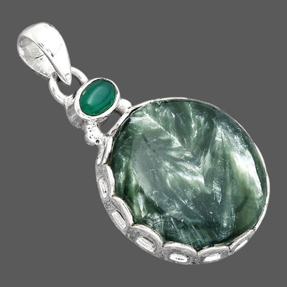 Russian Seraphinite and Green Onyx Pendant P-1637 SDP155749