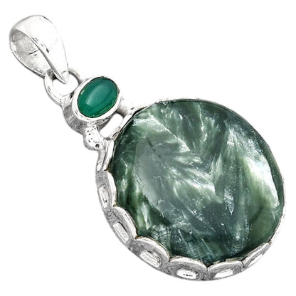 Russian Seraphinite and Green Onyx Pendant P-1637 SDP155749