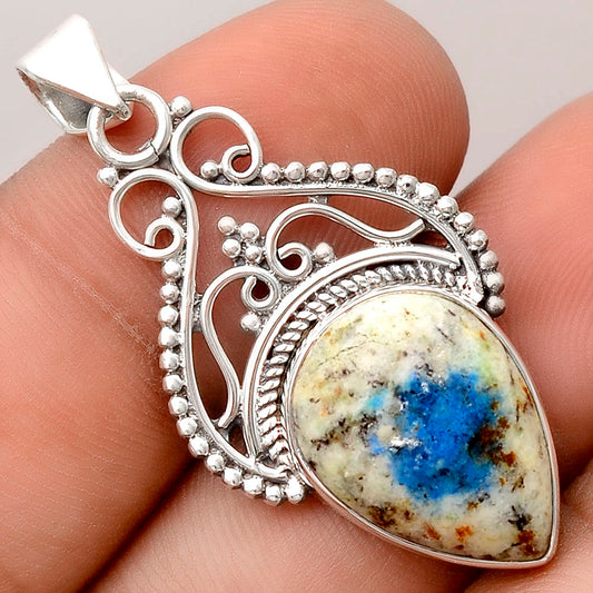Natural K2 Blue - Azurite In Quartz Pendant P-1541 SDP155791