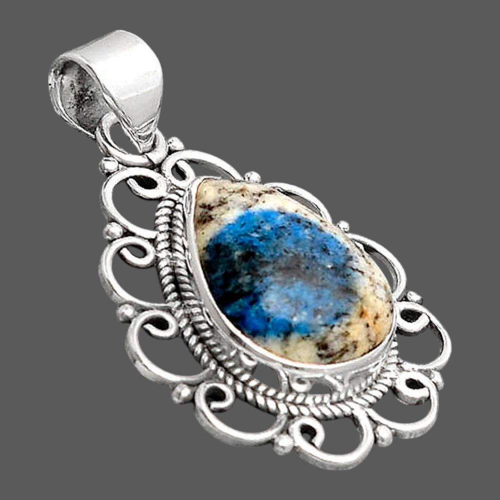 Natural K2 Blue - Azurite In Quartz Pendant P-1699 SDP155813