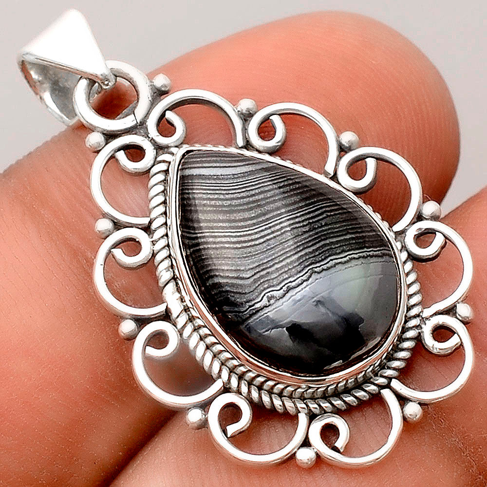 Crown Of Silver Psilomelane - Black Malachite Pendant P-1699 SDP155814
