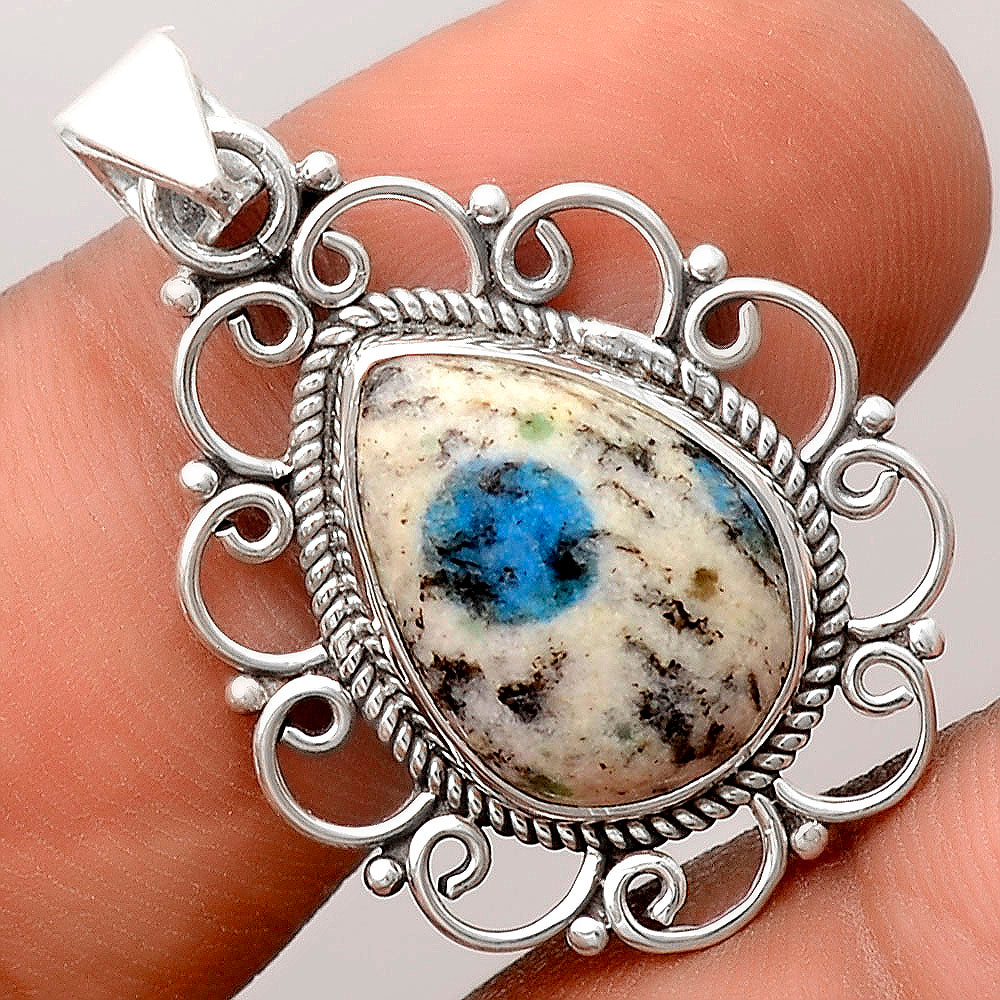 Natural K2 Blue - Azurite In Quartz Pendant P-1699 SDP155828
