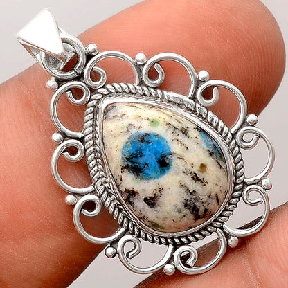 Natural K2 Blue - Azurite In Quartz Pendant P-1699 SDP155828