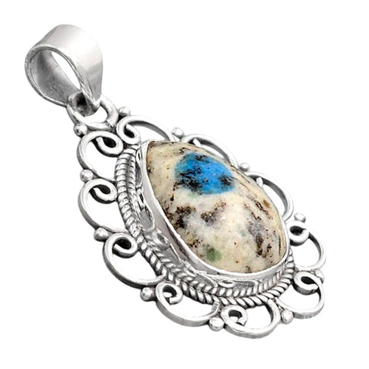 Natural K2 Blue - Azurite In Quartz Pendant P-1699 SDP155828