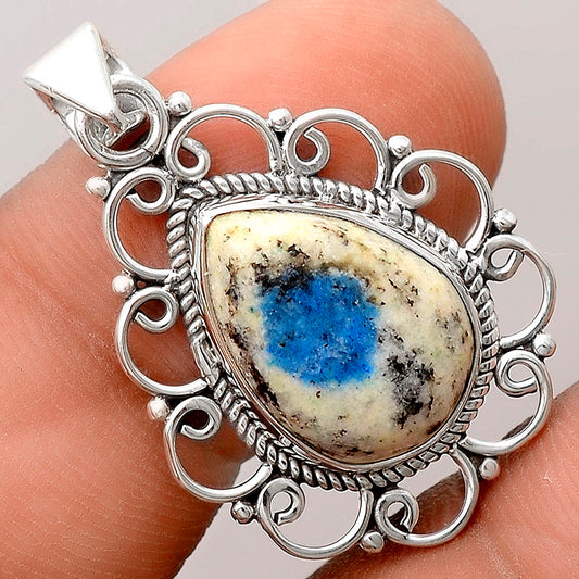 Natural K2 Blue - Azurite In Quartz Pendant P-1699 SDP155829