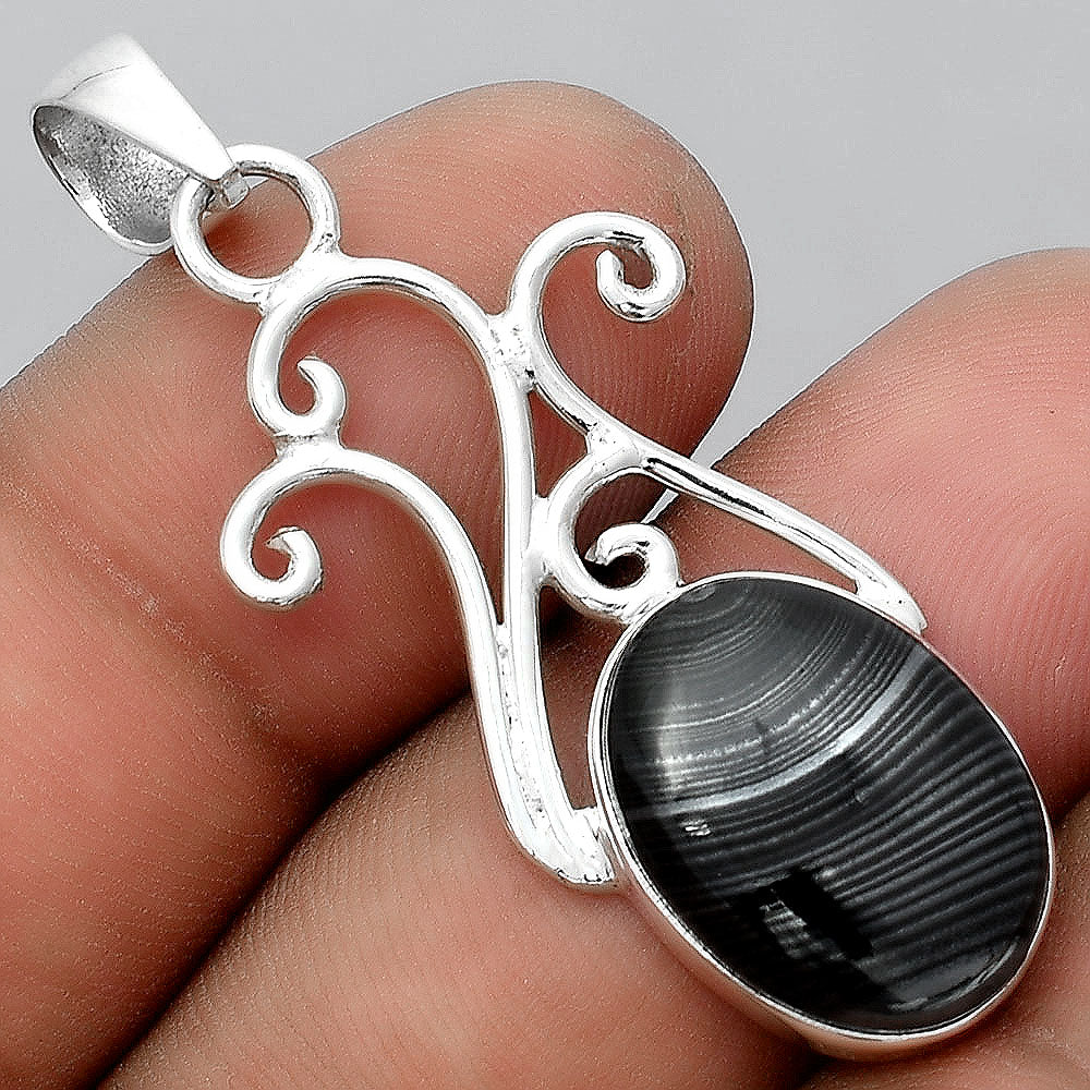 Crown Of Silver Psilomelane - Black Malachite Pendant P-1358 SDP155855