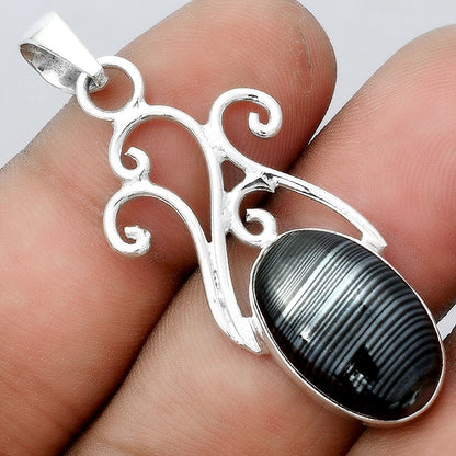 Crown Of Silver Psilomelane - Black Malachite Pendant P-1358 SDP155859