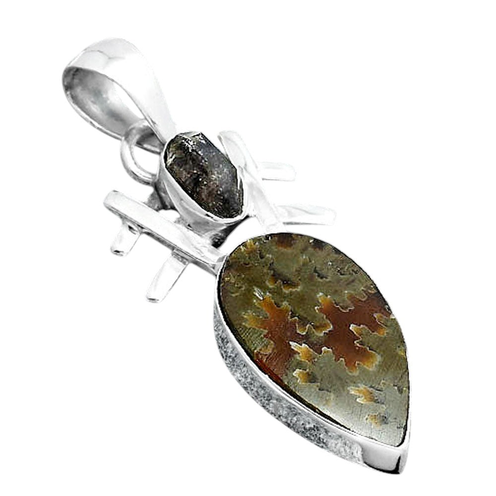 Sutured Ammonite and Herkimer Diamond Pendant P-1046 SDP155866