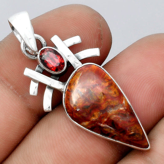 Natural Pietersite Namibia and Garnet Pendant P-1046 SDP155867