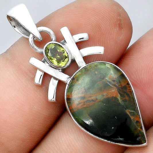 Turkish Rainforest Chrysocolla and Peridot Pendant P-1046 SDP155868