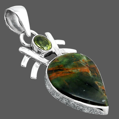Turkish Rainforest Chrysocolla and Peridot Pendant P-1046 SDP155868