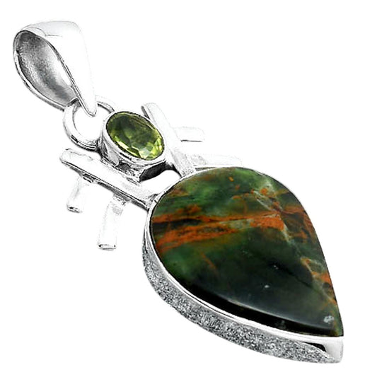 Turkish Rainforest Chrysocolla and Peridot Pendant P-1046 SDP155868