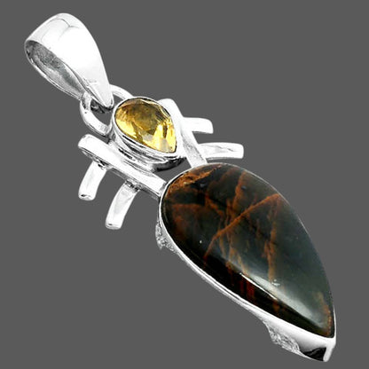 Turkish Rainforest Chrysocolla and Citrine Pendant P-1046 SDP155870