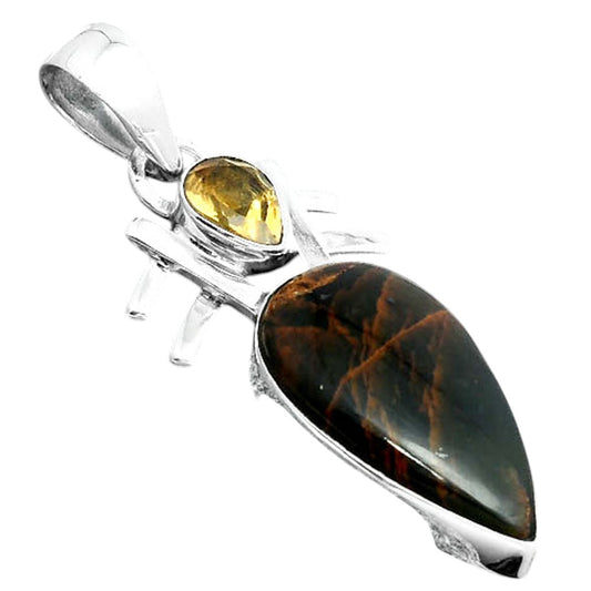 Turkish Rainforest Chrysocolla and Citrine Pendant P-1046 SDP155870