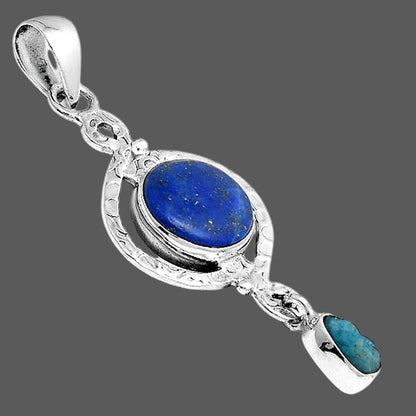 Natural Lapis and Neon Blue Apatite Pendant P-1115 SDP155901